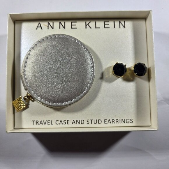 Anne Klein Travel Case and Black Stone Stud Earrings Gift Set quiet luxury - Picture 1 of 6